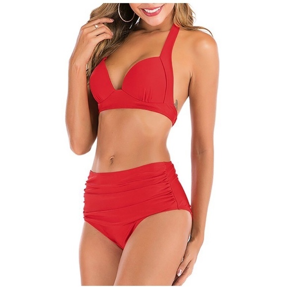 Womens New Two Piece Swimsuit Casual Solid Swimsuit Bikini Size 2XL - Picture 1 of 7